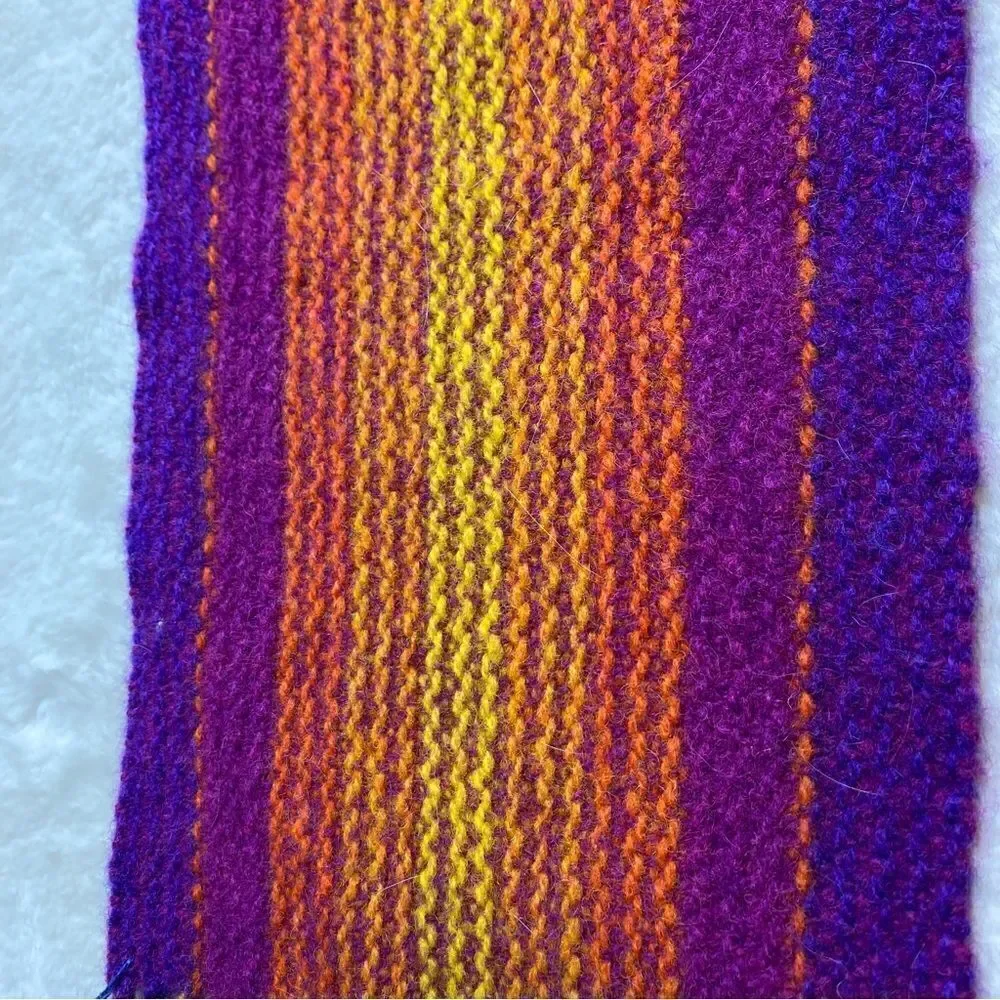 Handwoven Scarf New With Tags 100% Wool Purple Orange and Yellow